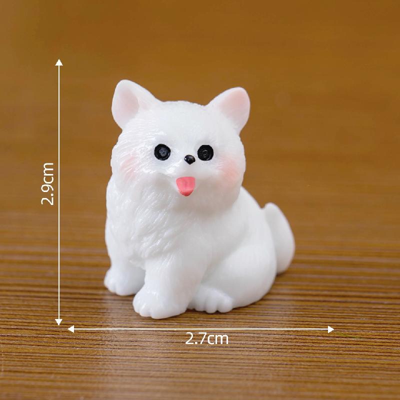 Tiểu cảnh chó trắng dễ thương, trang trí xe hơi mini (ZC-223)