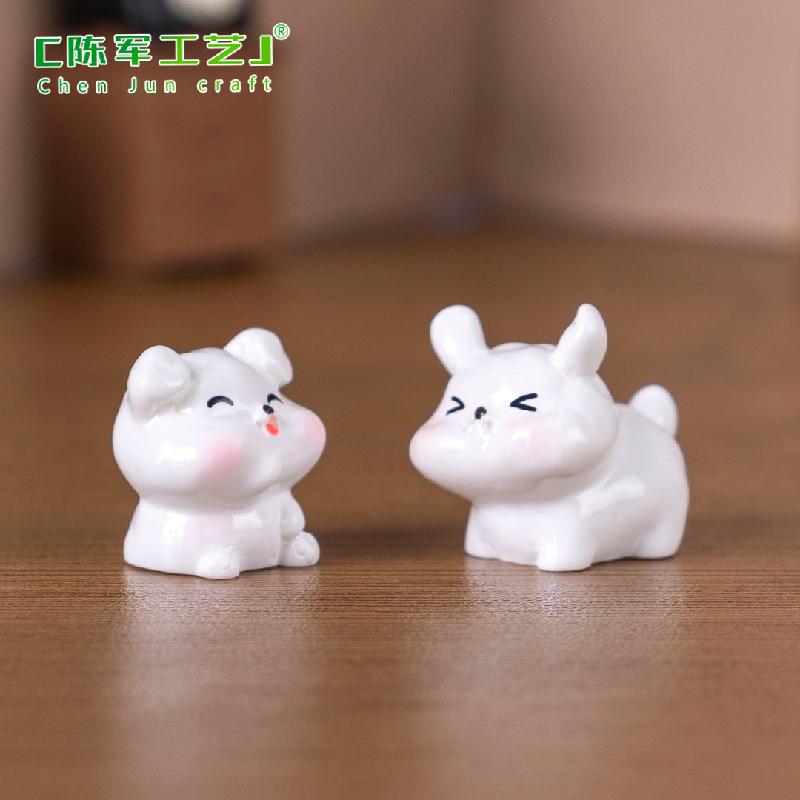 微景观创意可爱小白狗公仔萌粒 DIY装饰品配件迷你车载桌面小摆件