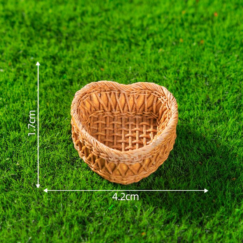 微景观创意仿真竹编篮子竹筐模型造景 DIY装饰配件微缩迷你小摆件