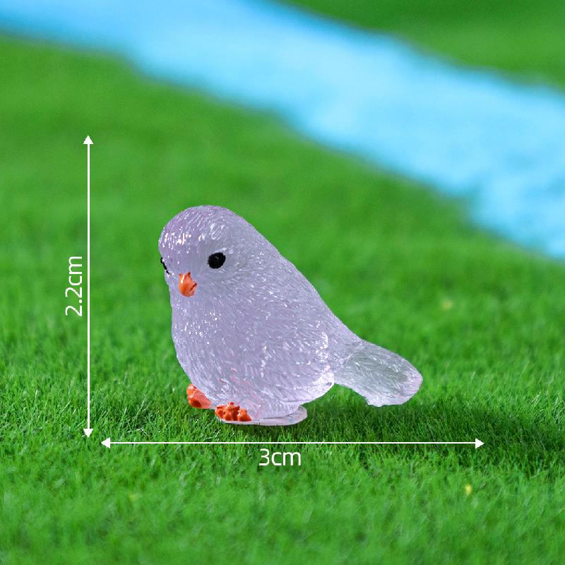 跨境微景观卡通夜光小鸟园艺造景 DIY装饰品挂配件迷你树脂小摆件