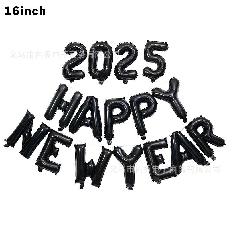 Bóng bay nhôm chữ cái "Happy New Year" 16 inch cho Tết 2025 - trang trí không gian tiệc và sự kiện. Lý tưởng cho bữa tiệc đếm ngược và trang trí lễ hội.