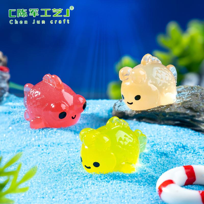 微景观夜光创意夜光小金鱼萌粒鱼缸造景 DIY装饰品配件迷你小摆件