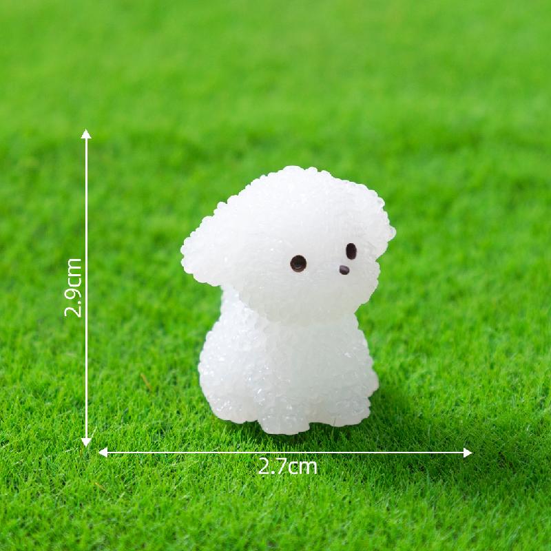 微景观创意夜光卷毛小狗公仔园艺造景 DIY装饰配件迷你桌面小摆件