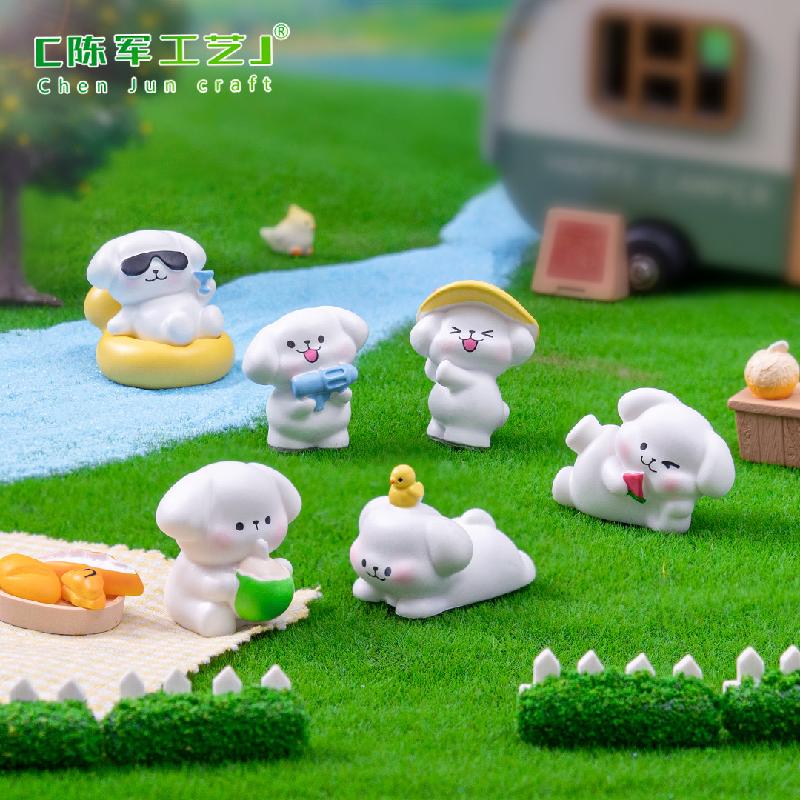 微景观创意可爱休闲小狗公仔DIY装饰品挂配件迷你车载桌面小摆件