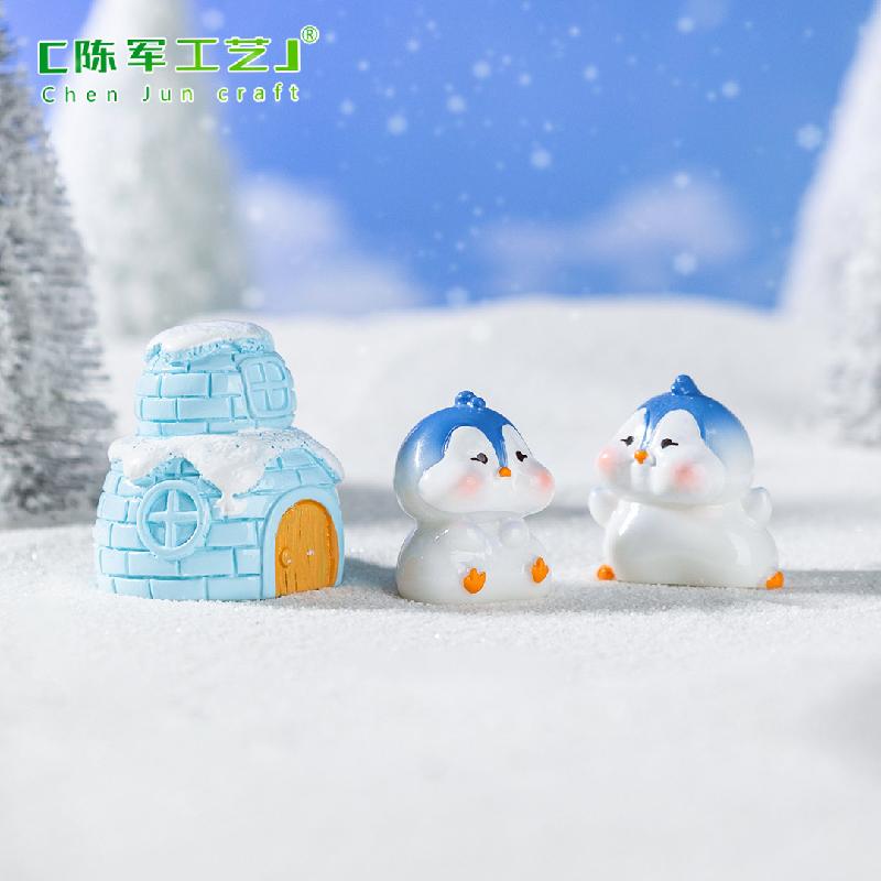 微景观创意可爱圣诞老人企鹅雪地造景 DIY装饰配件迷你桌面小摆件