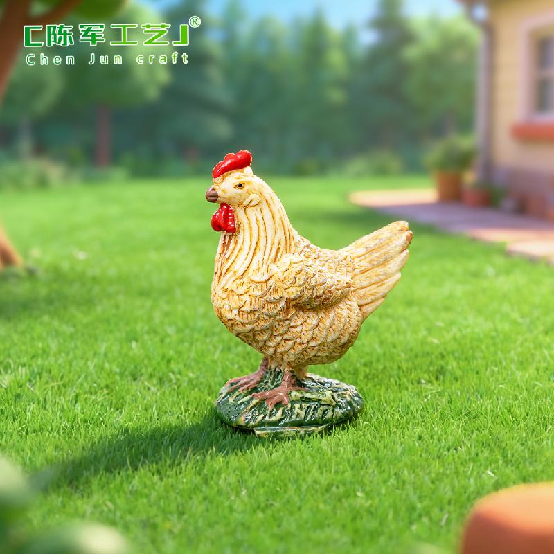 Tiểu cảnh gà trống và gà mái, phụ kiện trang trí cây cảnh mini (ZC-561)