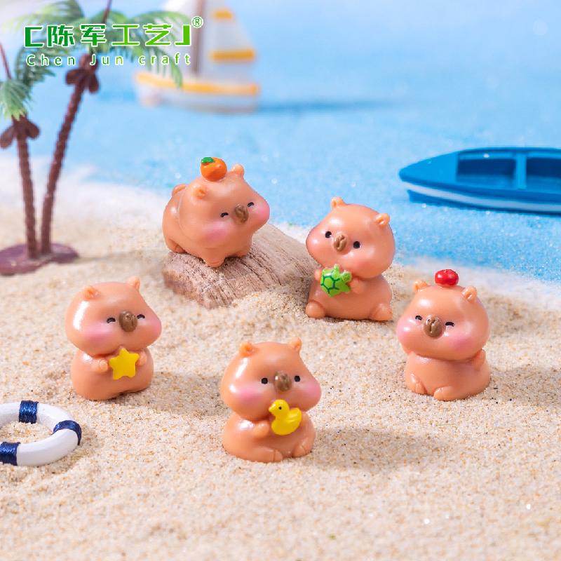 微景观创意简单卡皮巴拉公仔 DIY装饰品挂配件迷你车载桌面小摆件