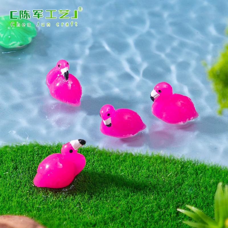 跨境外贸微景观创意迷你火烈鸟公仔萌粒 DIY装饰品配件树脂小摆件