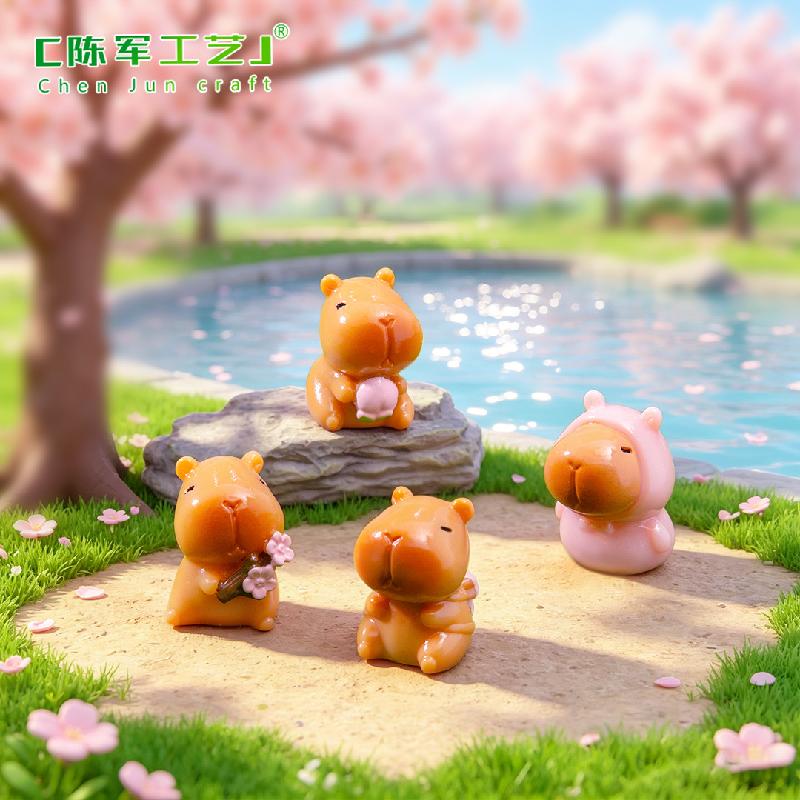 Capybara hoa anh đào mùa xuân mini tiểu cảnh (PK-700)
