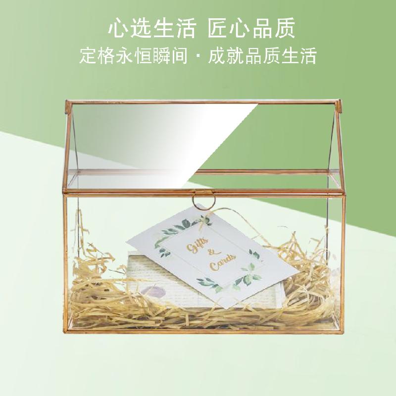 Chậu Đa Giác DG-28 Hộp quà hoa bền đời với khung đồng Bắc Âu, kính hình học và cảnh quan nhỏ trong thủy tinh