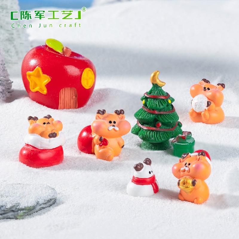 微景观创意圣诞小麋鹿雪地造景 DIY装饰品配件迷你车载桌面小摆件