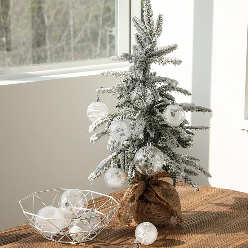 Trang trí Noel: Bộ bóng trắng tuyết 6 cái cho cây thông