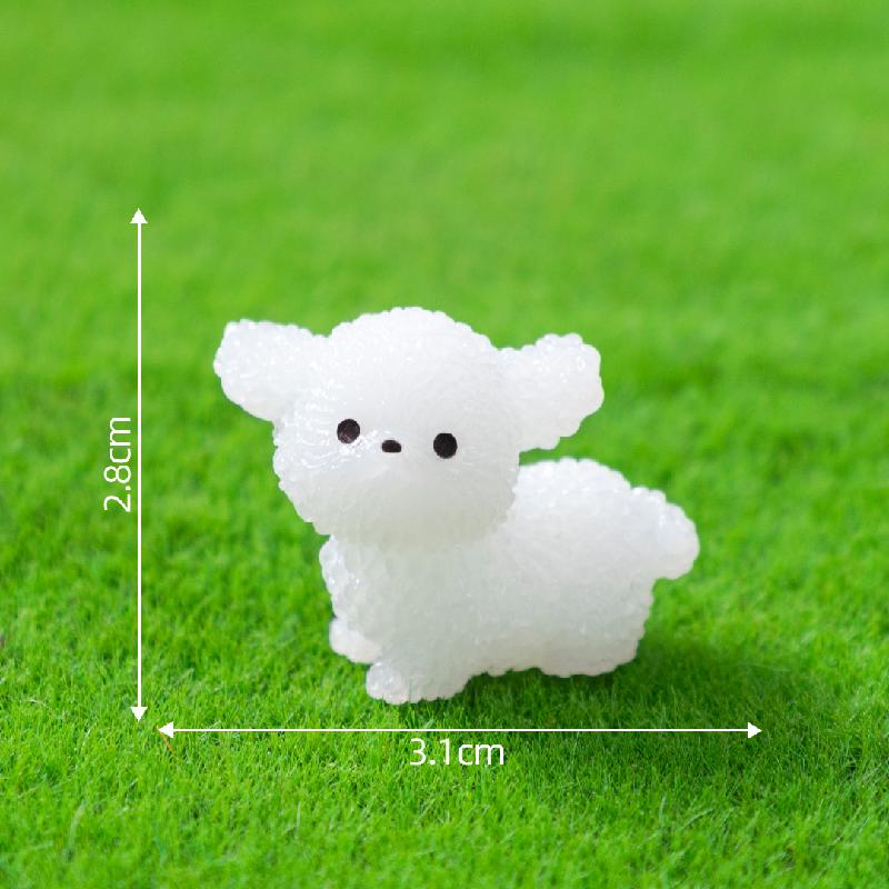 微景观创意夜光卷毛小狗公仔园艺造景 DIY装饰配件迷你桌面小摆件