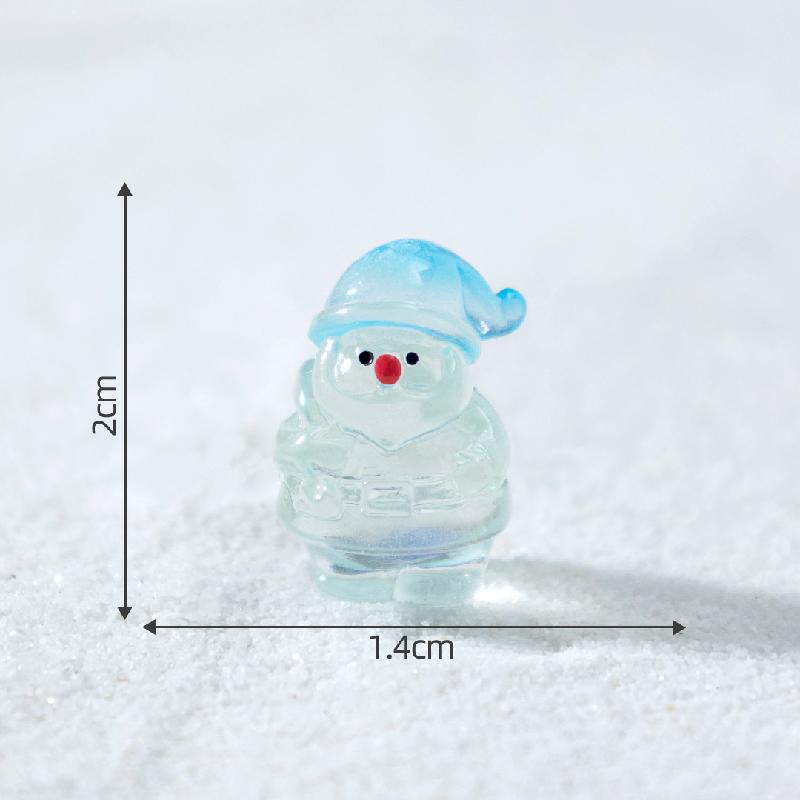 微景观创意夜光圣诞老人萌粒造雪景 DIY装饰品配件迷你树脂小摆件