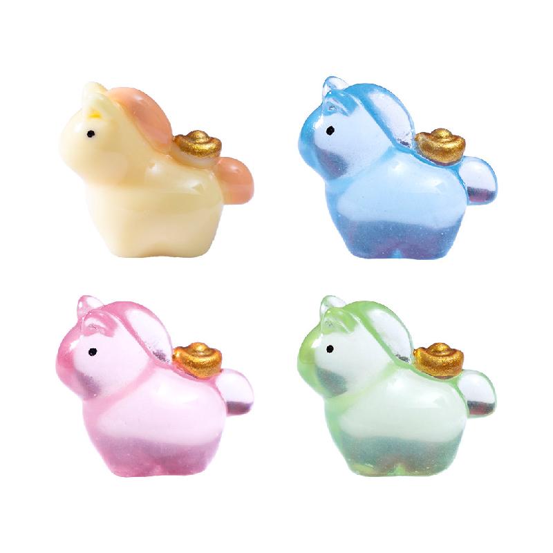 微景观创意新年夜光金银小马萌粒 DIY装饰品挂配件迷你桌面小摆件