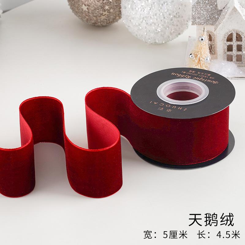 Ruy băng đỏ rượu vang, dây lụa nhung cao cấp, gói quà, buộc hoa, trang trí Noel sang trọng và tinh tế