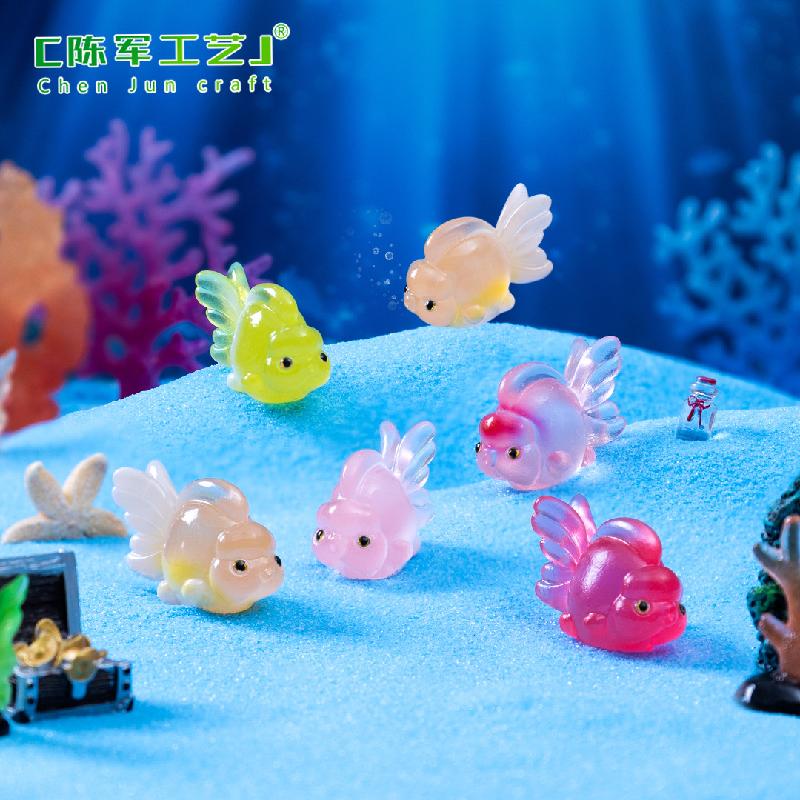微景观创意夜光福寿小锦鲤鱼儿海洋造景 DIY装饰品配件迷你小摆件