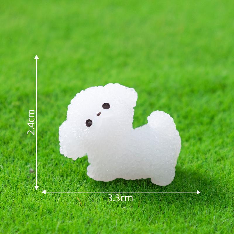 微景观创意夜光卷毛小狗公仔园艺造景 DIY装饰配件迷你桌面小摆件