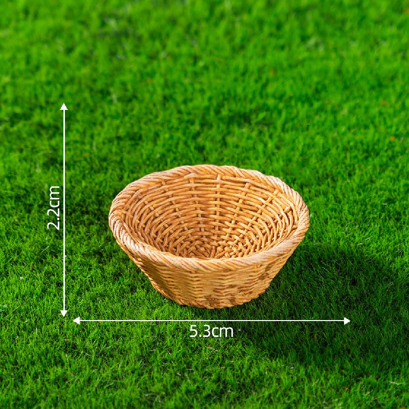 微景观创意仿真竹编篮子竹筐模型造景 DIY装饰配件微缩迷你小摆件