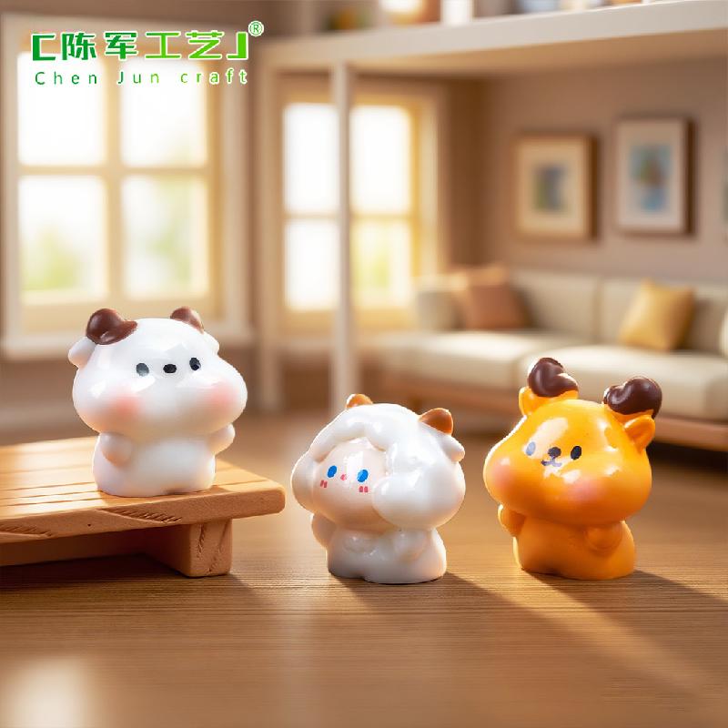 微景观创意豆丁小动物小猪猫咪萌粒公仔 DIY装饰品配件迷你小摆件