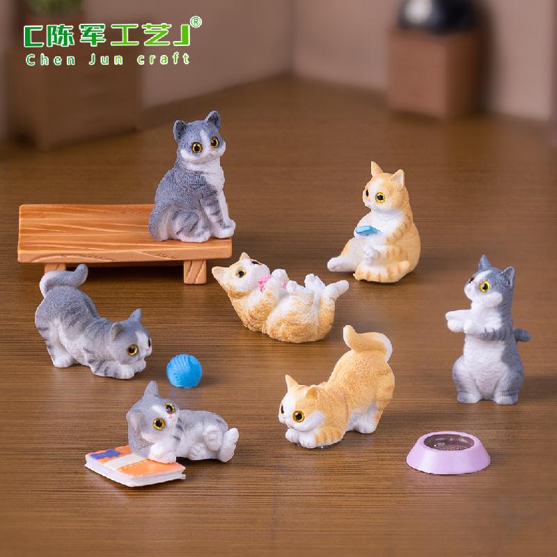 Tiểu cảnh mèo tinh nghịch, búp bê DIY, phụ kiện xe hơi tiểu cảnh mini đáng yêu (ZC-536)