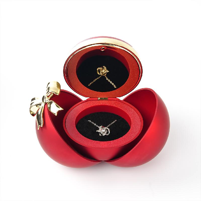 Hộp trang sức hoa hồng vĩnh cửu nơ tròn nam châm quà Noel Valentine (HK-107)