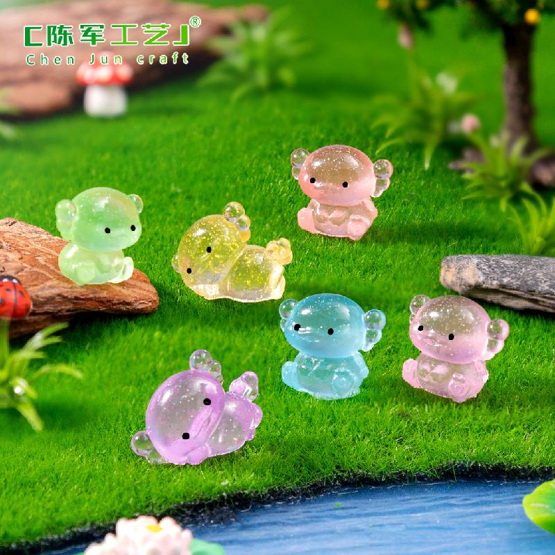 跨境新品微景观创意夜光胖胖细闪六角龙 DIY装饰品配件迷你小摆件