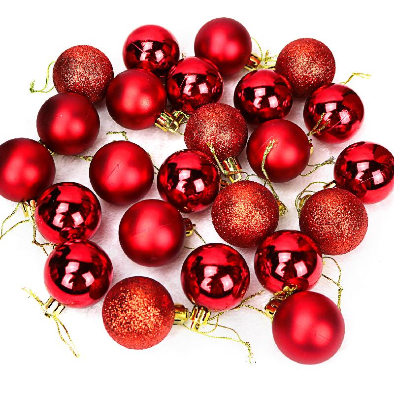 Bộ bóng Noel điện phân 3/4/5/6/8cm trong hộp, bằng nhựa, lý tưởng cho trang trí cây thông Giáng Sinh và các dịp lễ hội.