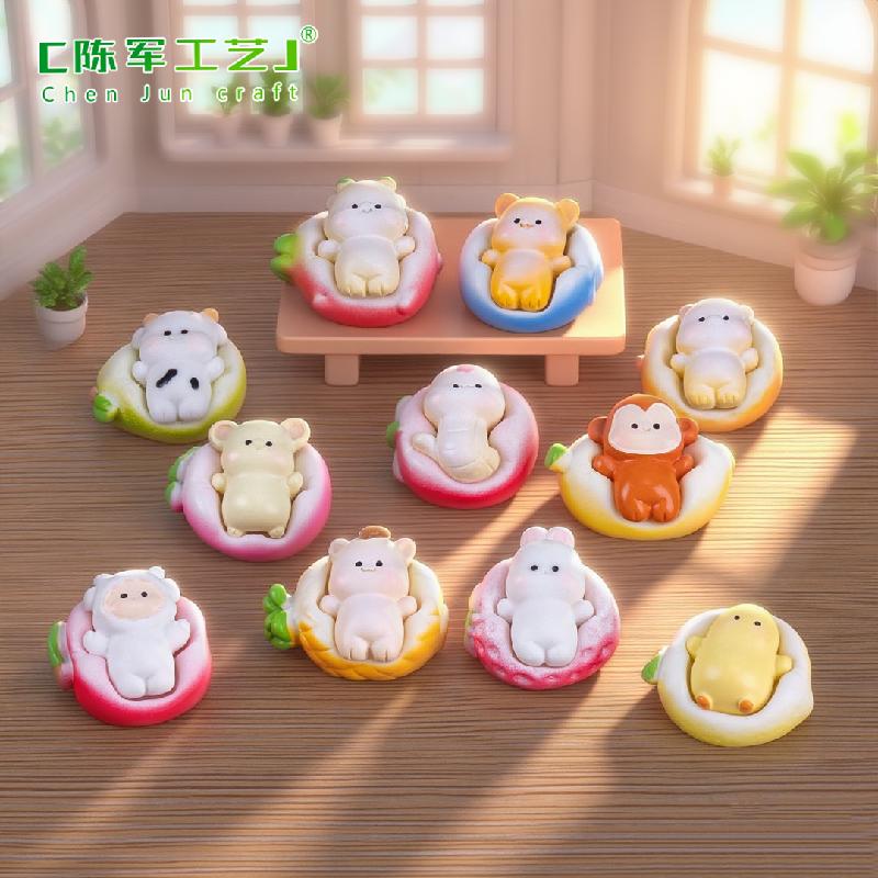 微景观创意躺平十二生肖沙发萌粒公仔 DIY装饰品挂配件迷你小摆件