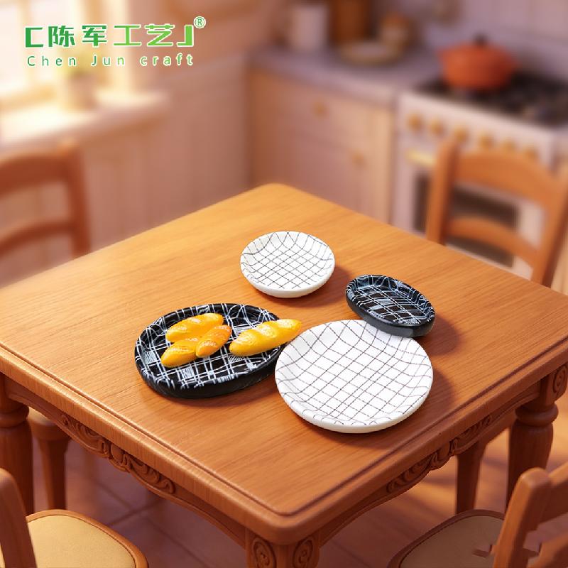 Đĩa Hoa Văn Kẻ Ô Mini Nhà Búp Bê DIY (PK-832)