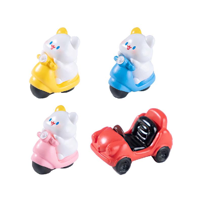 Tiểu cảnh mèo đi xe đạp, búp bê DIY, phụ kiện treo xe hơi tiểu cảnh mini (ZC-599)