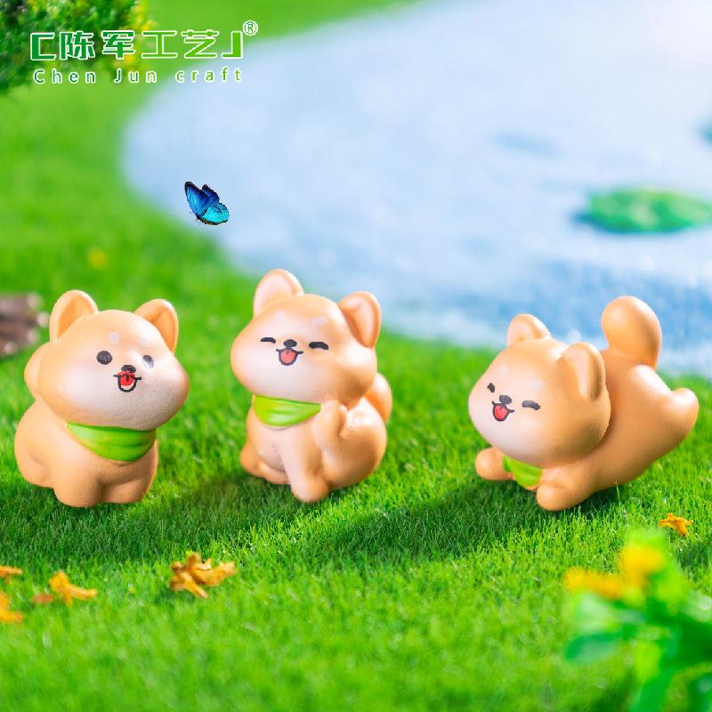 可爱豆柴犬小狗公仔 园艺造景diy装饰品配件微景观桌面车载小摆件