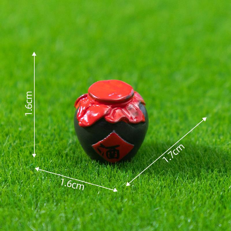 Tiểu cảnh thùng gỗ, tỏi, ớt, bát rượu, trang trí nhựa (ZC-121)