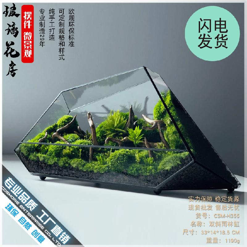 DG-3 Hộp gỗ, hồ nước rừng, thảm thực vật, cảnh quan nhỏ, hình học kính, thủy tinh, hộp che phủ, trang trí nhà cửa