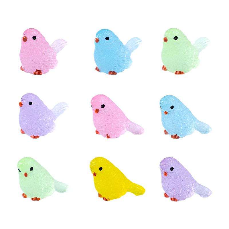 跨境微景观卡通夜光小鸟园艺造景 DIY装饰品挂配件迷你树脂小摆件