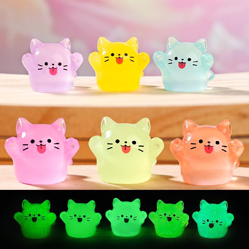 微景观创意夜光幽灵猫猫萌粒公仔 DIY装饰品挂配件迷你桌面小摆件