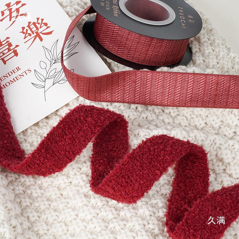 Ruy băng đỏ rượu vang, dây lụa nhung cao cấp, gói quà, buộc hoa, trang trí Noel sang trọng và tinh tế