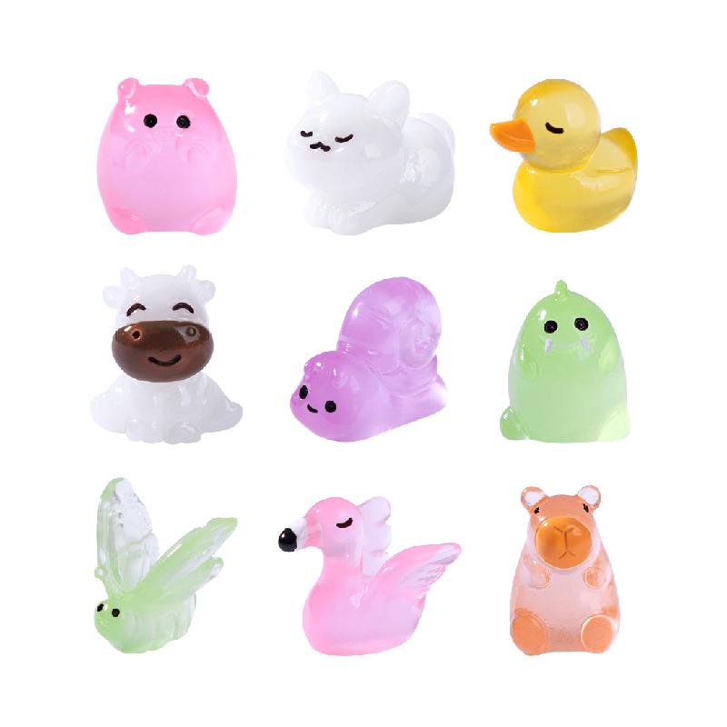 跨境新品微景观创意夜光小猫小兔萌粒动物 DIY装饰配件迷你小摆件