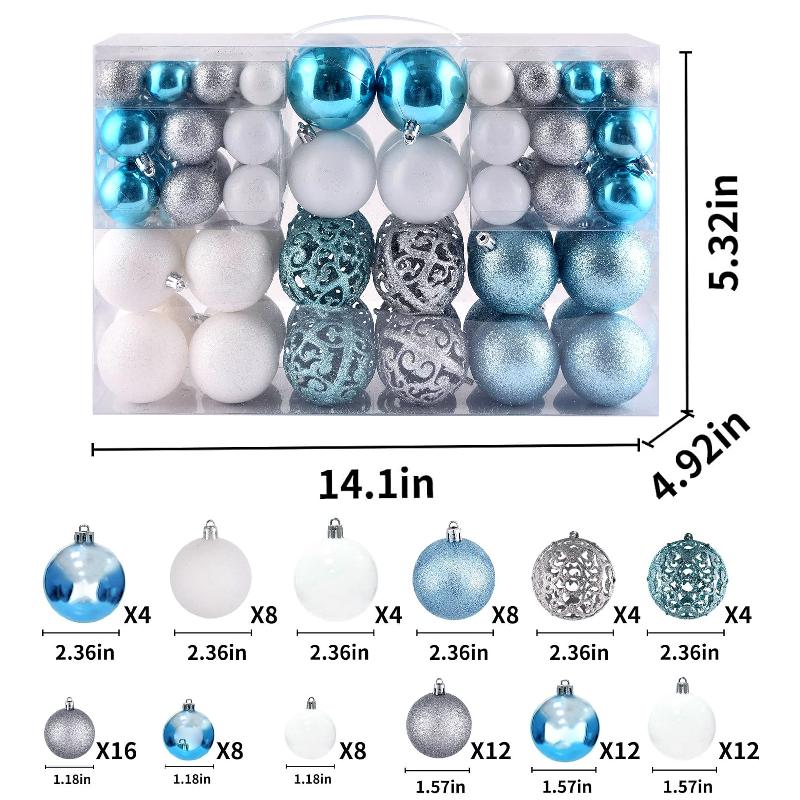 Bộ quà tặng trang trí cây thông Noel: 100 chiếc sao, bóng nhựa trang trí, hộp quà, mới.