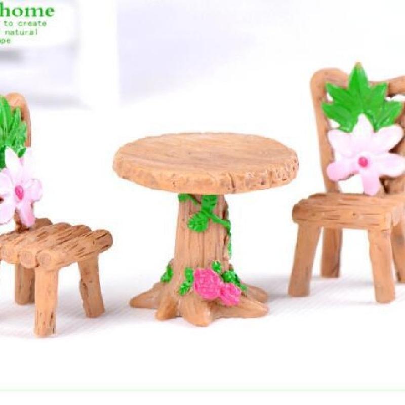 Tiểu cảnh bàn ghế gỗ, phụ kiện trang trí cây cảnh DIY (ZC-348)