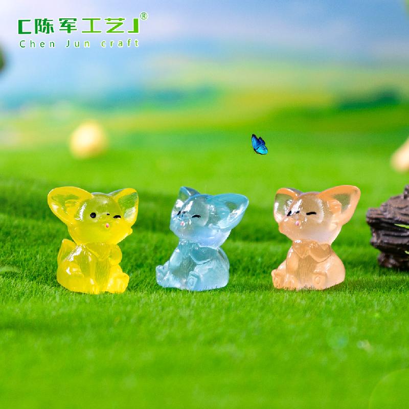 跨境微景观创意可爱夜光耳廓狐园艺造景 DIY装饰品配件迷你小摆件