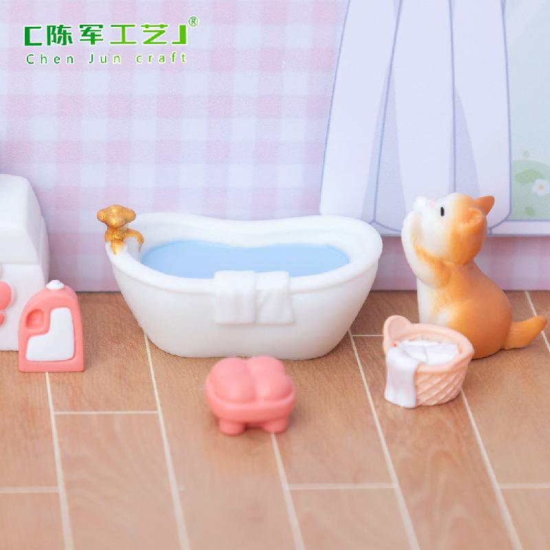 微景观创意可爱粉色浴室娃娃屋家具用品 diy装饰品配件迷你小摆件