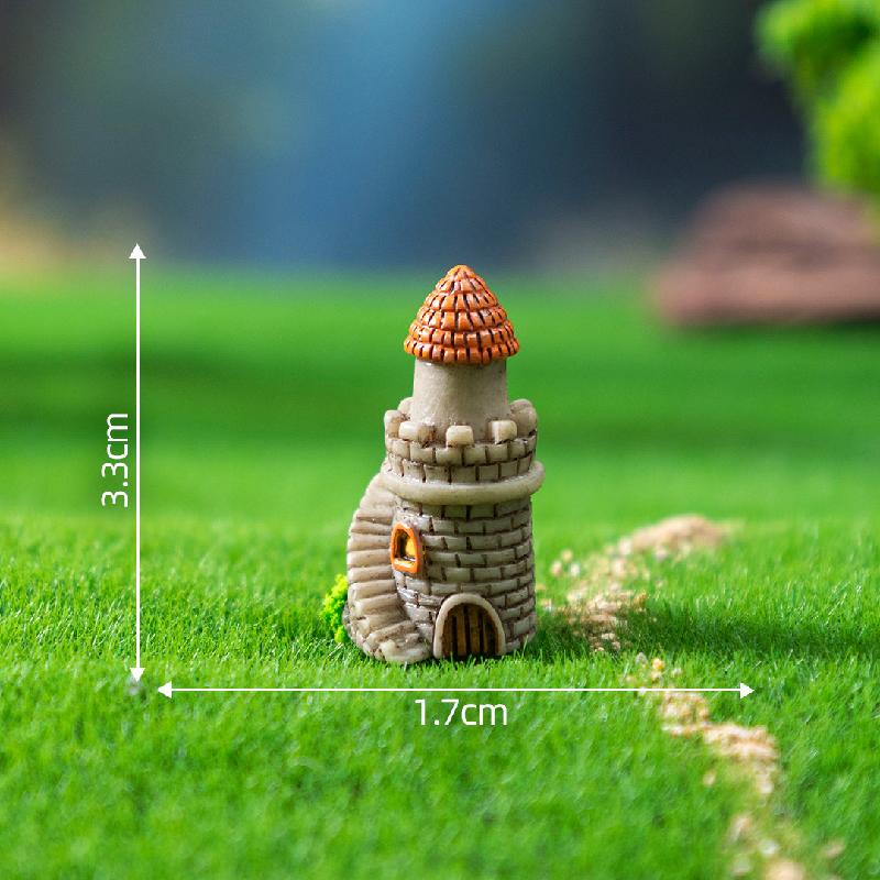 跨境新品微景观创意复古小城堡房子 DIY装饰品配件迷你树脂小摆件
