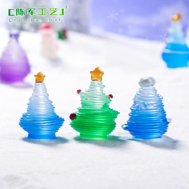 跨境微景观创意夜光拉丝圣诞树雪地造景 DIY装饰品配件迷你小摆件
