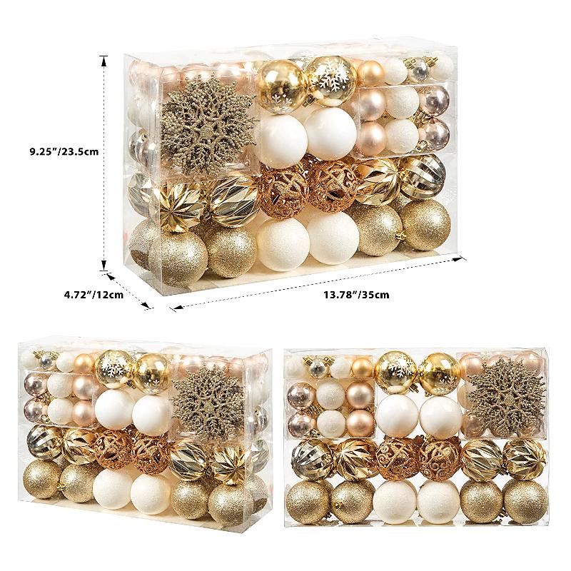 Bộ quà tặng trang trí cây thông Noel: 100 chiếc sao, bóng nhựa trang trí, hộp quà, mới.