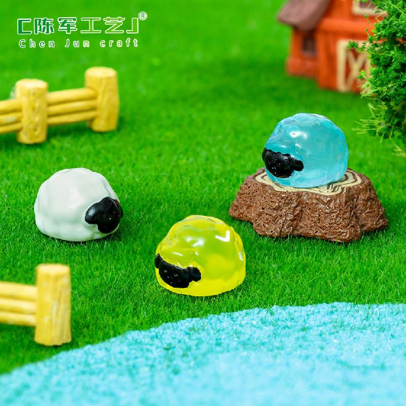 微景观创意夜光黑脸小羊萌粒公仔 DIY装饰配件迷你车载桌面小摆件