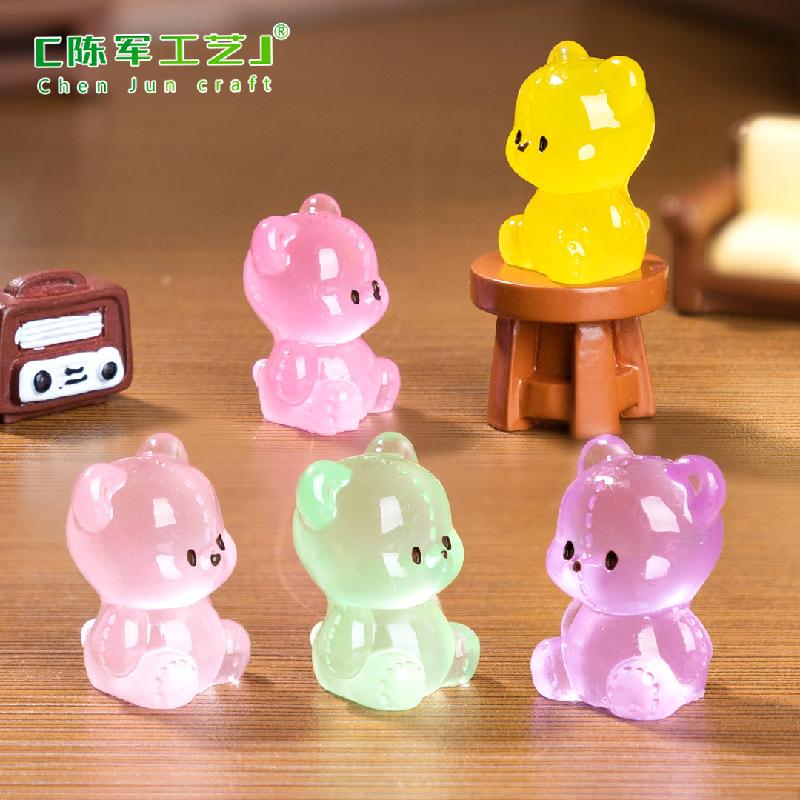 微景观创意夜光小泰迪公仔娃娃屋 DIY装饰品挂配件迷你树脂小摆件