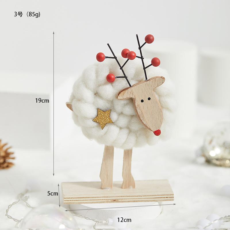Đồ trang trí Giáng Sinh phong cách Bắc Âu - gỗ và len, bao gồm tuần lộc, ông già Noel, cây thông. Hoàn hảo cho trang trí bàn và không gian Giáng Sinh.