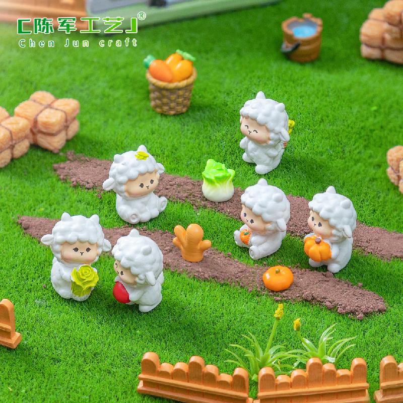 微景观创意可爱秋收小羊园艺造景 DIY装饰配件迷你车载桌面小摆件