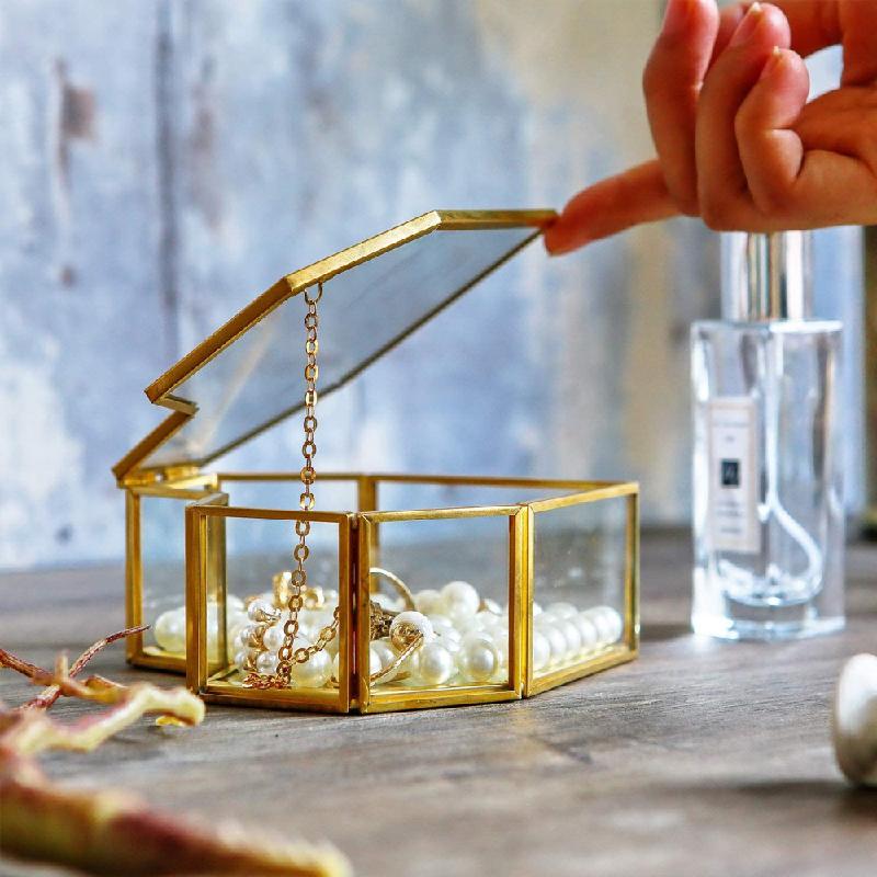 DG-35 Hộp trang sức nhỏ phong cách Á Đông cổ điển, sáng tạo, tình yêu, thủy tinh